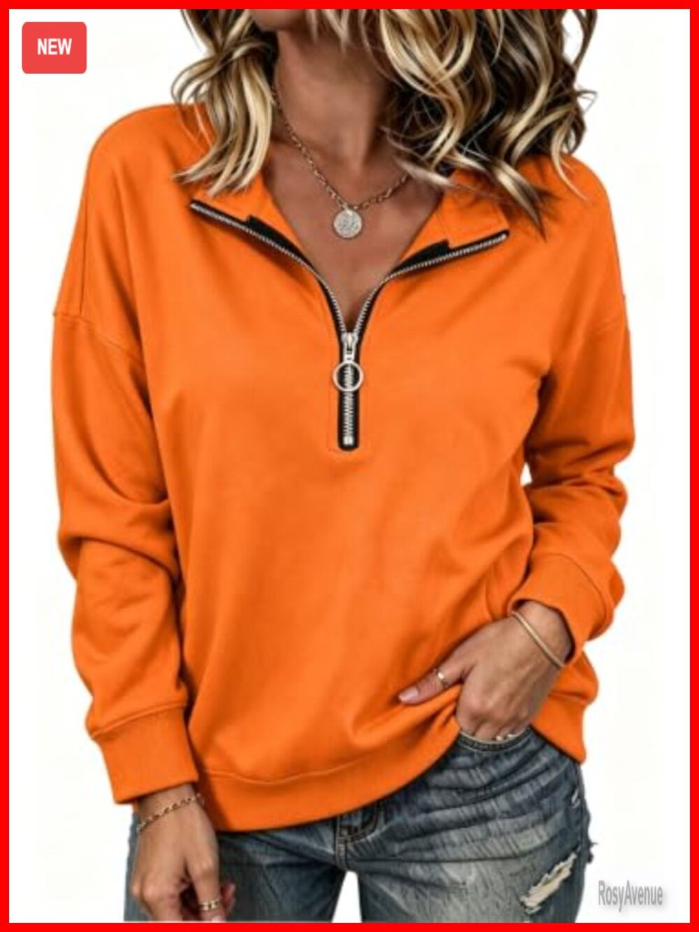NEYOUQE Womens Quarter Zip Lightweight Sweatshirt Long Sleeve Casual